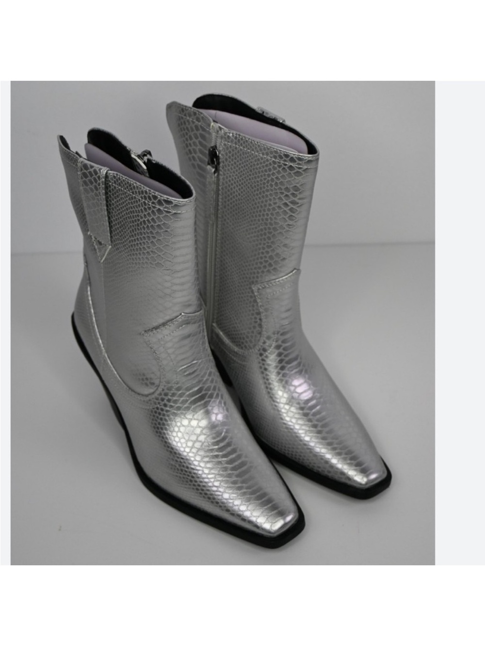 Women's Scoop Western Booties Silver Size 8